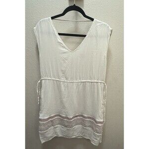 Universal Thread Boho Tunic Dress Women M ivory Coastal Minimalist Resort Wear